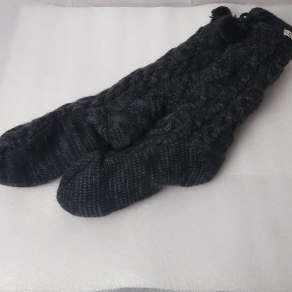 UGGs Black Cable Knit Pom-poms Women's One Size - Picture 5 of 6